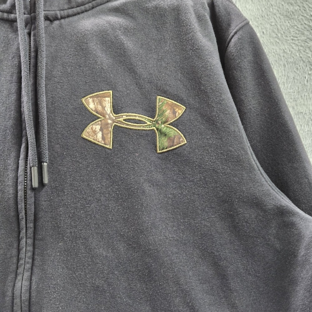 Under Armour Men Hoodie L Black Embroidered Fleece Coldgear Activewear Zipper - Picture 7 of 13